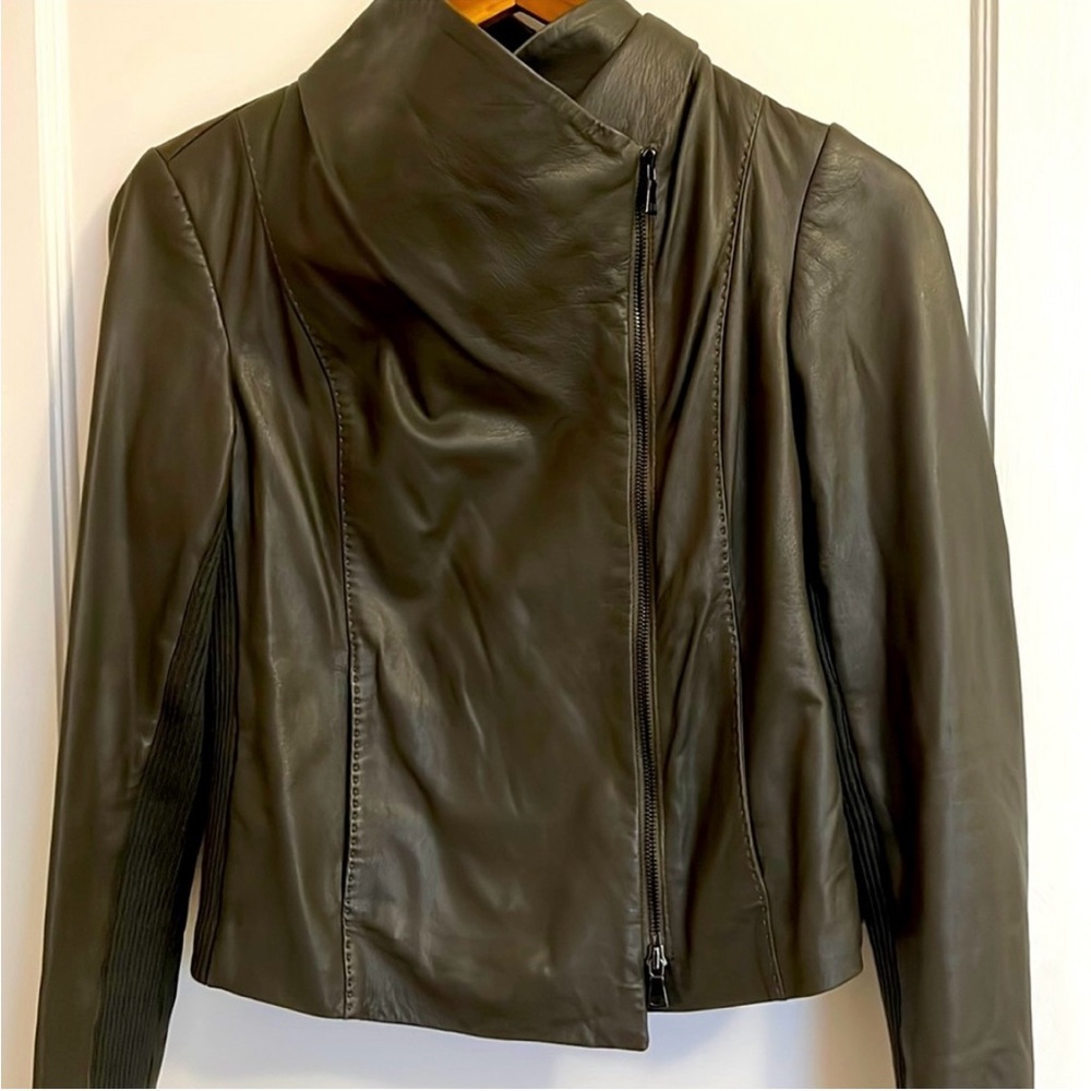 Vince Dark Olive Leather Jacket